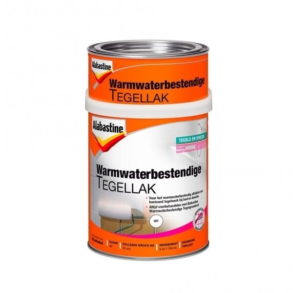 alabastine warmwaterbestendige tegellak 2-componenten wit 750 ml