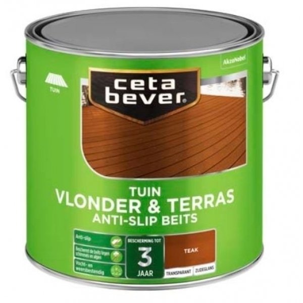 cetabever vlonder- terrasbeits antislip teak 2.5l