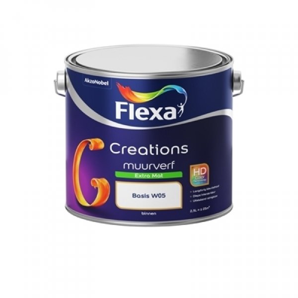 flexa creations muurverf extra mat wit 2.5 ltr