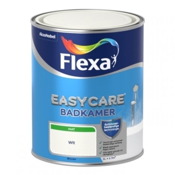 Flexa easycare muurverf mat badkamer wit 1 ltr