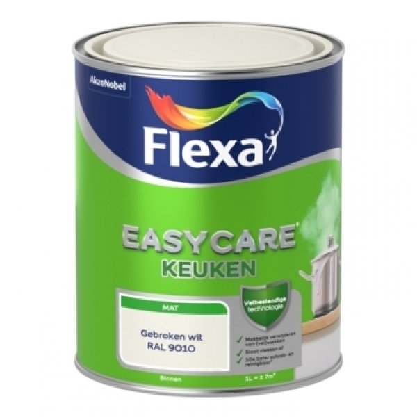 Flexa easycare muurverf mat keuken wit 1 ltr