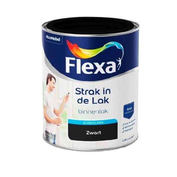 Flexa strak in de lak zijdeglans watergedragen antracietgrijs 0.25 ltr