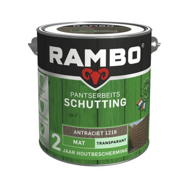 rambo pantserbeits schutting mat transparant 1218 antraciet 2.5 ltr