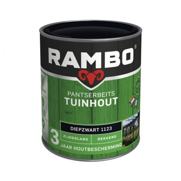 Rambo pantserbeits tuinhout zijdeglans dekkend 1100 wit 2.5 ltr