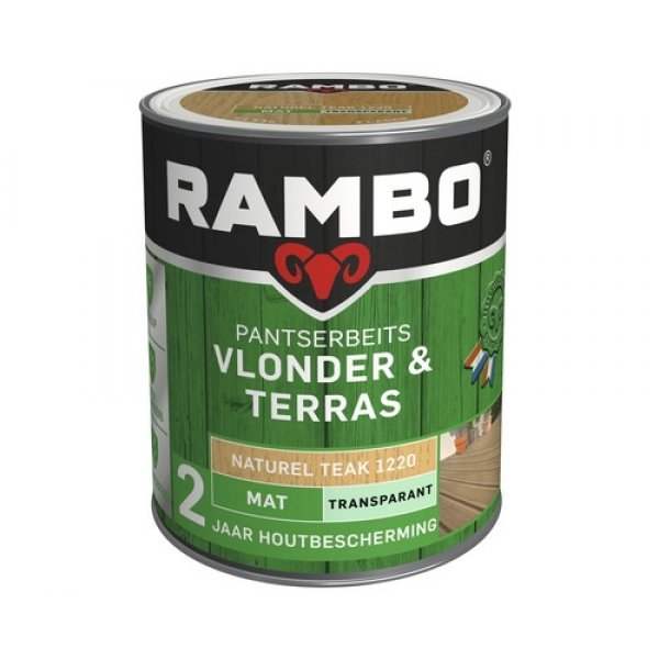 Rambo pantserbeits vlonder en terras mat transparant 1219 darkteak 1 ltr